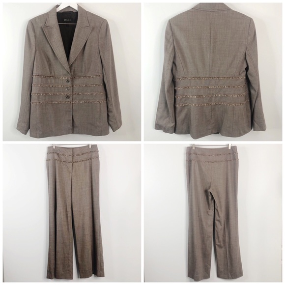 Escada Jackets & Blazers - Escada Wool Silk Blend Fringe Detail Pants Suit